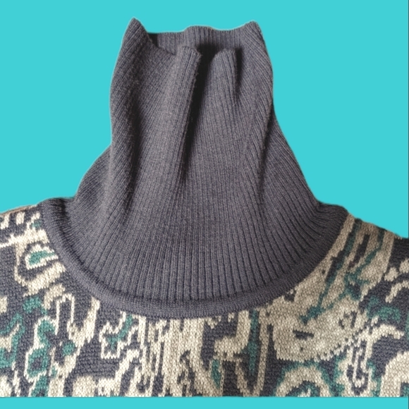 Jones of NY Turtleneck Sweater Wool Blend Paisley Pattern Trendy - Picture 4 of 11